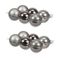 12x stuks glazen kerstballen titanium grijs 8 cm mat/glans - thumbnail