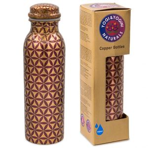 Yogi & Yogini Koperen Waterfles Bloem des Levens Paars Geprint - 750ml