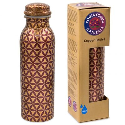 Yogi & Yogini Koperen Waterfles Bloem des Levens Paars Geprint - 750ml