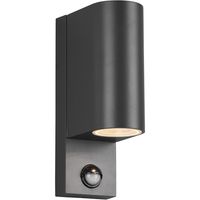 LED Tuinverlichting met Bewegingssensor - Buitenlamp - Trion Royinda Up and Down - GU10 Fitting - Spatwaterdicht IP44 - Rond - Mat Antraciet - Aluminium