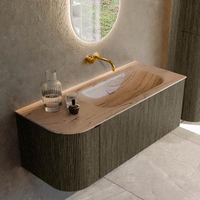Badmeubel Mondiaz Kurve-Dlux | 115 cm | Meubelkleur Shadow | Wastafelkleur Arena | Solid surface | Wasbak rechter zijde spoelbak | Zonder kraangat(en)