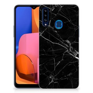 Samsung Galaxy A20s TPU Siliconen Hoesje Marmer Zwart - Origineel Cadeau Vader