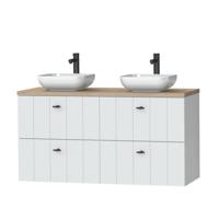 Tiger Maryport Meubelset 120 cm met 4 lades Mat wit incl Ontario waskom (2 stuks) Hoogglans wit - 1496028914