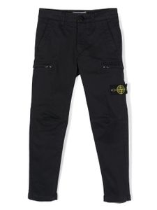 Stone Island Junior pantalon en coton à patch logo - Bleu