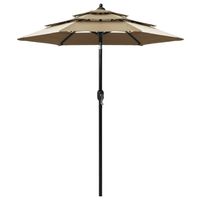 vidaXL Parasol 3-laags met aluminium paal 2 m taupe - thumbnail