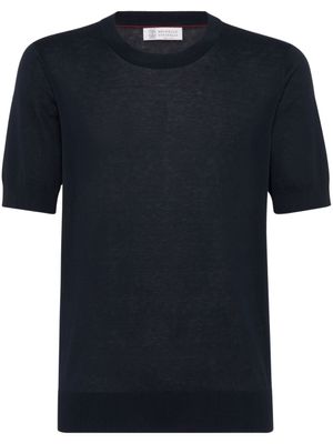 Brunello Cucinelli polo à design texturé - Bleu