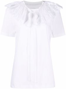 Patou t-shirt à col en dentelle détachable - Blanc