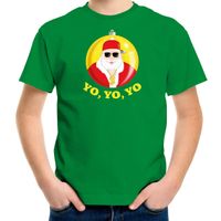 Bellatio Decorations kerst t-shirt voor kinderen - Kerstman - groen - Yo Yo Yo XL (164-176)  - - thumbnail