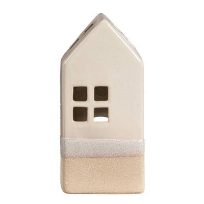 Op=Op | Leen Bakker - Waxinelichthouder Huis - 20x9x7 Cm - Keramiek - Beige