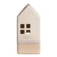 Op=Op | Leen Bakker - Waxinelichthouder Huis - 20x9x7 Cm - Keramiek - Beige