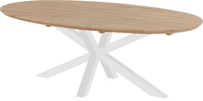 Hartman Ovale Tuintafel 'Stephanie' Teakhout, 240 x 140cm, kleur Naturel/Wit