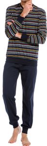 Pastunette Pyjama met V-hals met boorden blauw