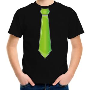 Verkleed t-shirt voor kinderen - stropdas - zwart - jongen - carnaval/themafeest kostuum