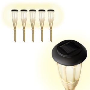 Solar LED Tuinfakkel Bamboe - 5-Pack