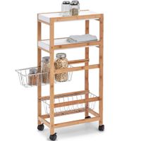 Keuken trolley/kastje smal/klein met uitschuifbare mandjes 40 x 83 cm - thumbnail