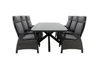 Qopps Vakio tuintafel met 6 Darwin gasveer verstelbare tuinstoelen