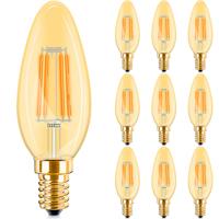 Voordeelpak 10x LED Lamp E14 Kaars Filament - Brinton - Amber 4W 360lm - 822 Zeer Warm Wit 2200K - C35 - Dimbaar | Vervangt 32W