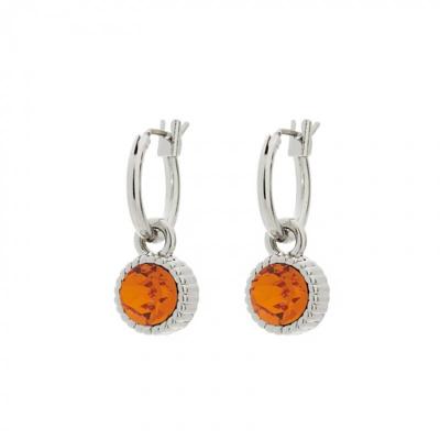Biba Hang Oorbellen Zilver met Swarovski Steentje Tangerine