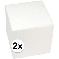 Rayher hobby Piepschuim vormen kubus - 2x - 15 x 15 x 15 cm - figuren/blokken - wit