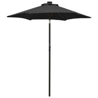 VidaXL Parasol met led-verlichting 200x211 cm aluminium zwart