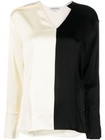 Victoria Beckham colour-block V-neck blouse - Noir - thumbnail