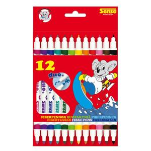 Hobby Stiften/vilstiften - 12x stuks - duo stift - met dikke en dunne punt - tekenen/kleuren
