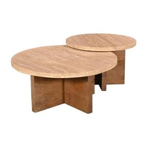 Giga Meubel - Salontafel Set Van 2 - Travertin - 80cm - Leno