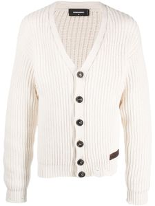 DSQUARED2 cardigan nervuré à col v - Tons neutres