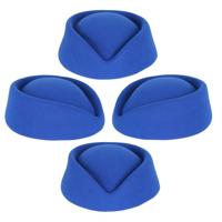 Stewardess hoedje voor dames - 4x - blauw - Verkleed hoeden - Carnaval - Luchtvaart