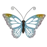 Grote lichtblauwe vlinders/muurvlinders 51 x 38 cm cm tuindecoratie   -