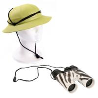 Carnaval verkleedset safari/jungle helm met verrekijker - kinderen - Onderzoeker/Ontdekkingsreiziger