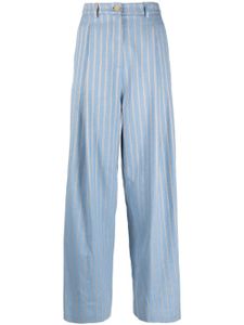 Alysi pantalon ample en laine mélangée à rayures - Bleu