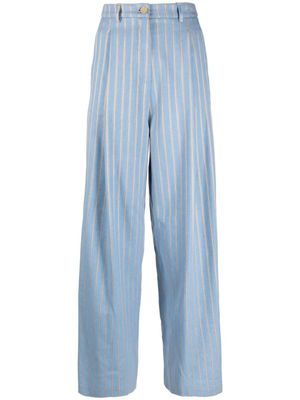 Alysi pantalon ample en laine mélangée à rayures - Bleu