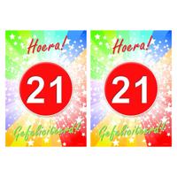 Verjaardag deurposter - 2x - 21 jaar - 59 x 42 cm - leeftijd feestartikelen