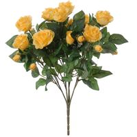 Kunstbloemen boeket rozen - geel - H50 cm - Bloemstuk - Bladgroen   -