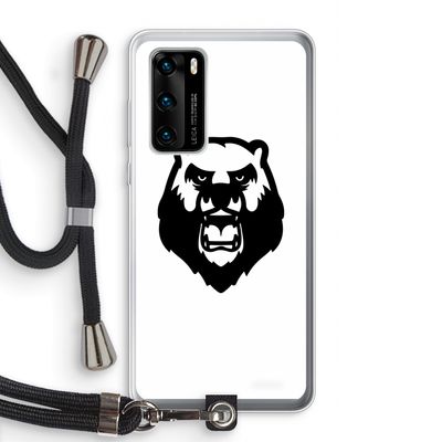 Angry Bear (white): Huawei P40 Transparant Hoesje met koord
