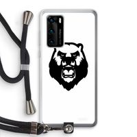 Angry Bear (white): Huawei P40 Transparant Hoesje met koord