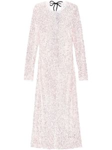 GANNI robe mi-longue brodée de sequins - Blanc