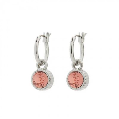Biba Hang Oorbellen Zilver met Swarovski Steentje Rose Peach