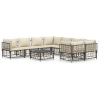 The Living Store Lounge Zetel Set - Antraciet - Poly Rattan - 72x72x66cm - Weerbestendig - thumbnail