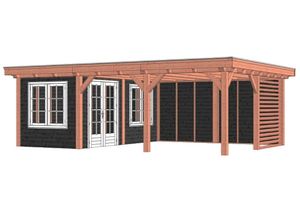 Buitenverblijf Toscane 785x545 cm - Combinatie 1- Plat dak- Onbehandeld lariks Douglas hout- Trendhout