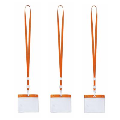 Badgehouders/naamkaarthouders - 120x - met oranje keycord/lanyard - plastic - beurs/feest Badgehouders/naamkaarthouders - 120x - met oranje keycord/lanyard - plastic - beurs/feest