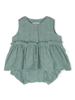 TEDDY & MINOU ensemble robe en coton à broderie anglaise - Vert
