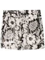 Amir Slama short taille-haute à fleurs - Blanc - thumbnail