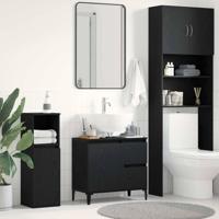 Badkamerkast met lade Zwart eiken 65 x 33 x 60 cm Bewerkt hout