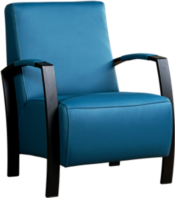 Blauwe leren industriële stalen fauteuil Glory - Toledo Leer Turquoise (blauw leer)