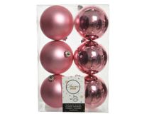 6 onbreekbare kerstballen lippenstift roze 8 cm
