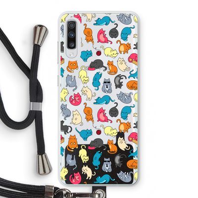 Kleurrijke katten: Samsung Galaxy A70 Transparant Hoesje met koord