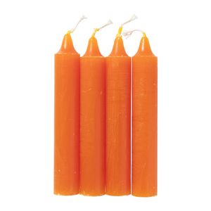 Dinerkaarsen kort - oranje - set van 4