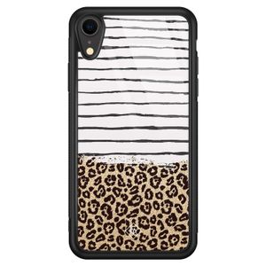 iPhone XR glazen hardcase - Leopard lines